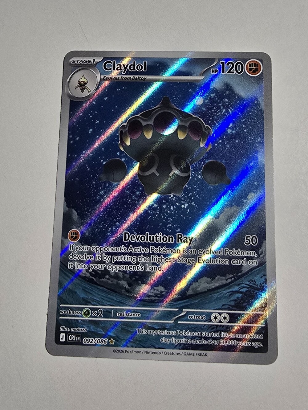 Pokémon TCG Claydol 092/086 Illustration Rare - Chaos Rising - Pack Fresh NM